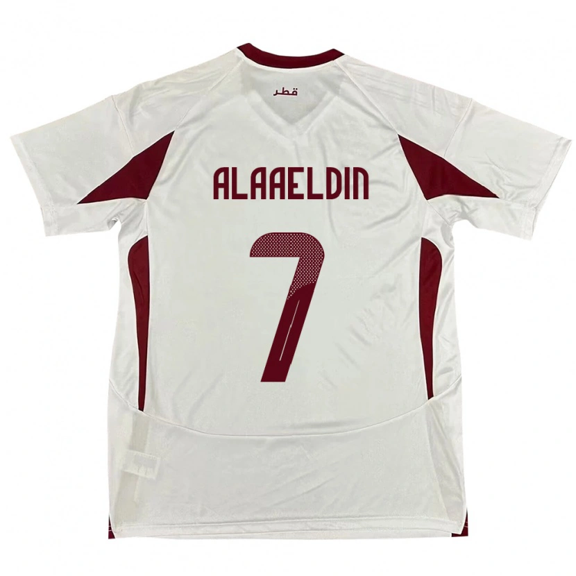 Danxen Mujer Camiseta Catar Ahmed Alaaeldin #7 Blanco 2ª Equipación 24-26 La Camisa México