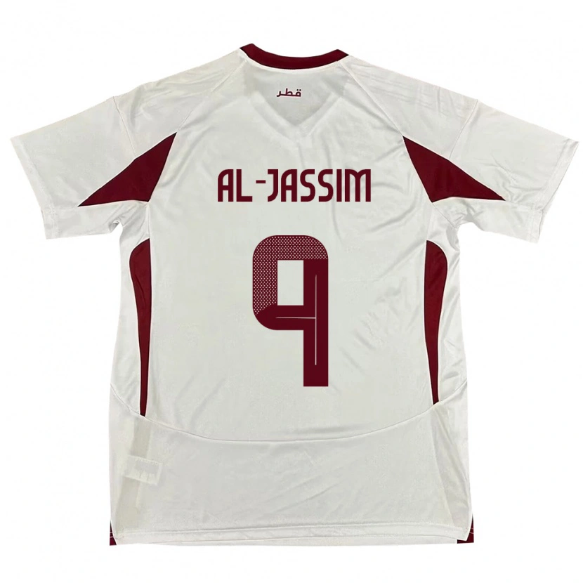 Danxen Mujer Camiseta Catar Kholoud Al Jassim #9 Blanco 2ª Equipación 24-26 La Camisa México