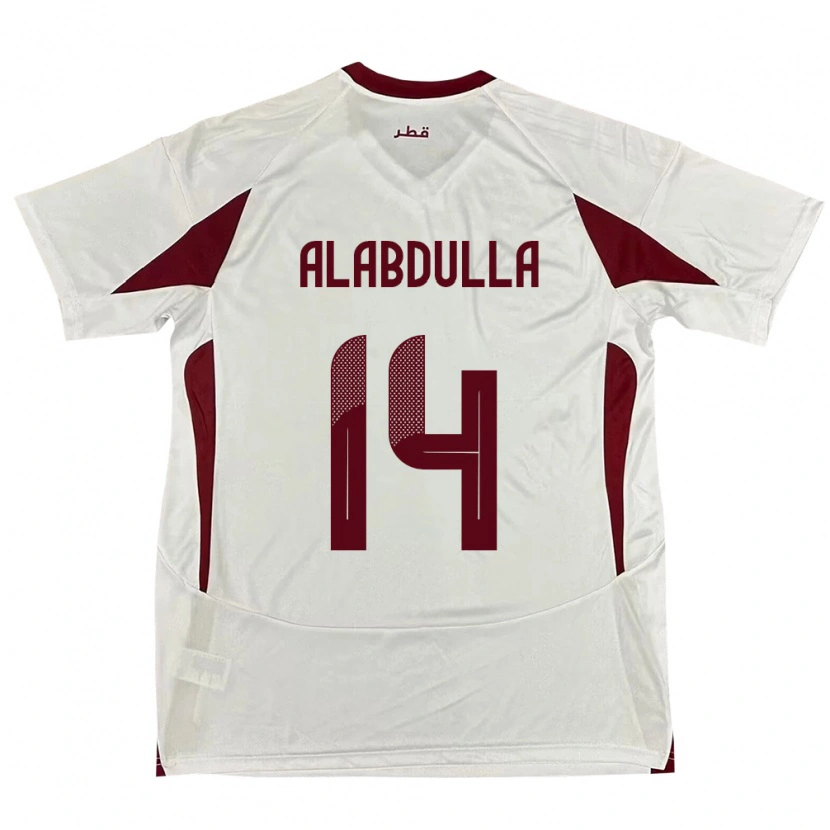 Danxen Mujer Camiseta Catar Moudhi Alabdulla #14 Blanco 2ª Equipación 24-26 La Camisa México