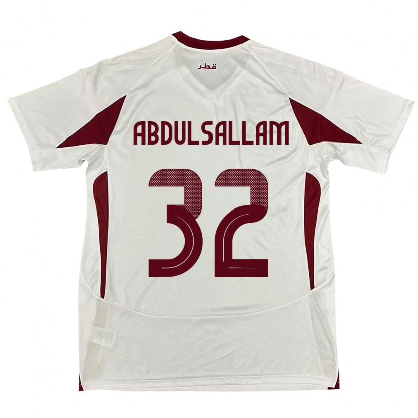 Danxen Mujer Camiseta Catar Jassem Gaber Abdulsallam #32 Blanco 2ª Equipación 24-26 La Camisa México