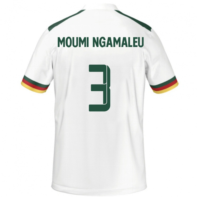 Danxen Mujer Camiseta Camerún Nicolas Moumi Ngamaleu #3 Blanco 2ª Equipación 24-26 La Camisa México