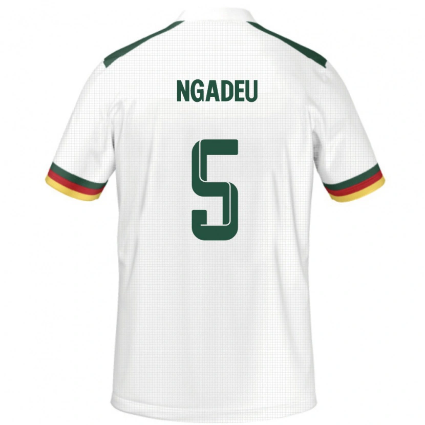 Danxen Mujer Camiseta Camerún Michael Ngadeu #5 Blanco 2ª Equipación 24-26 La Camisa México