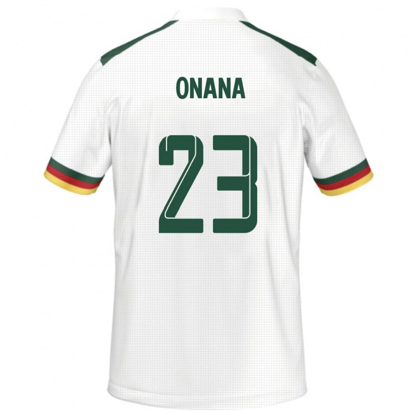 Danxen Mujer Camiseta Camerún André Onana #23 Blanco 2ª Equipación 24-26 La Camisa México