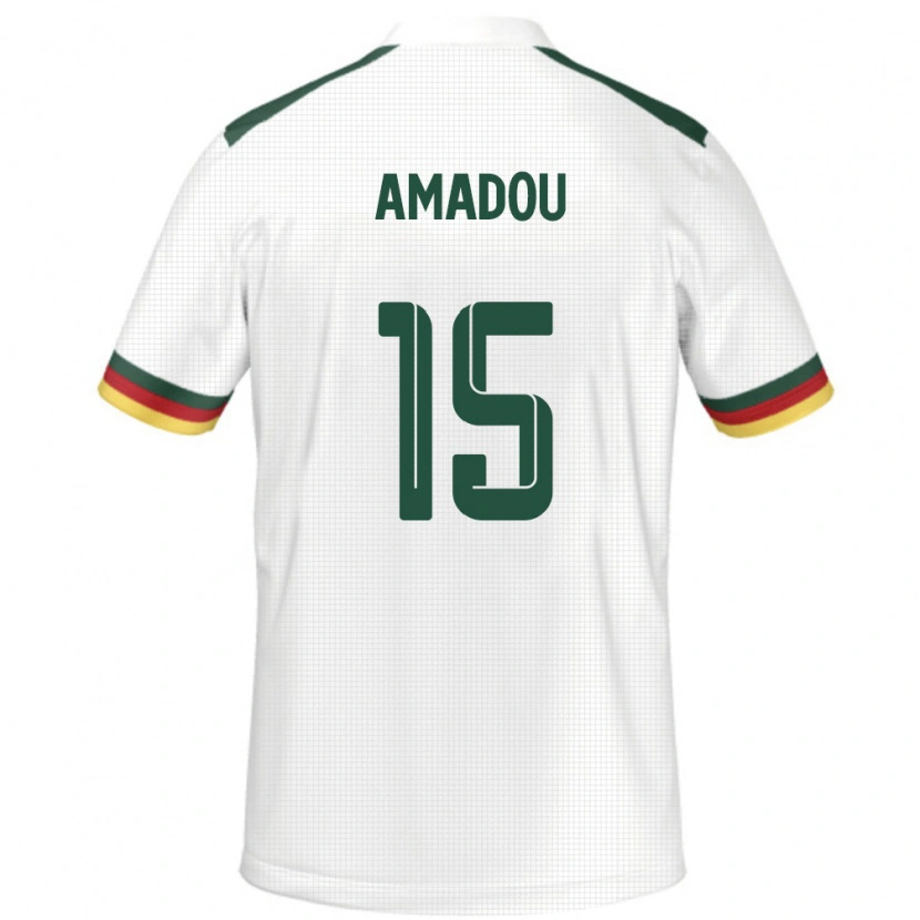 Danxen Mujer Camiseta Camerún Daouda Amadou #15 Blanco 2ª Equipación 24-26 La Camisa México