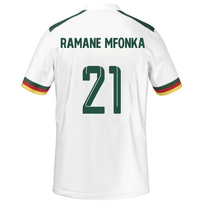 Danxen Mujer Camiseta Camerún Abdel Ramane Mfonka #21 Blanco 2ª Equipación 24-26 La Camisa México
