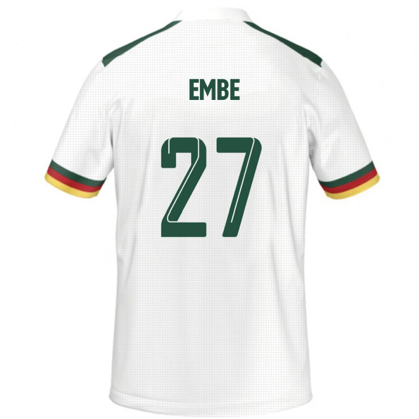 Danxen Mujer Camiseta Camerún Eric Embe #27 Blanco 2ª Equipación 24-26 La Camisa México