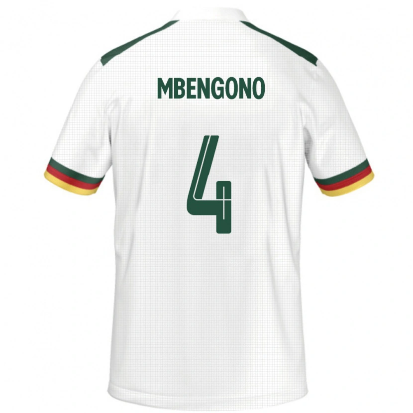 Danxen Mujer Camiseta Camerún Catherine Mbengono #4 Blanco 2ª Equipación 24-26 La Camisa México