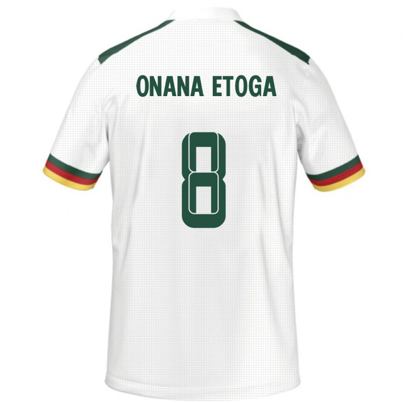 Danxen Mujer Camiseta Camerún Loic Onana Etoga #8 Blanco 2ª Equipación 24-26 La Camisa México