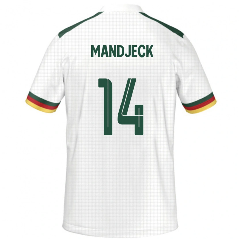 Danxen Mujer Camiseta Camerún Georges Mandjeck #14 Blanco 2ª Equipación 24-26 La Camisa México