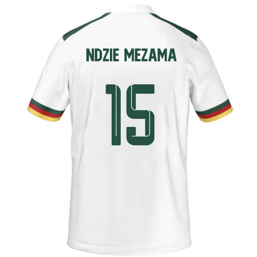 Danxen Mujer Camiseta Camerún Fabrice Ndzie Mezama #15 Blanco 2ª Equipación 24-26 La Camisa México