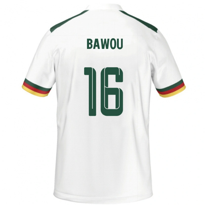 Danxen Mujer Camiseta Camerún Ange Bawou #16 Blanco 2ª Equipación 24-26 La Camisa México