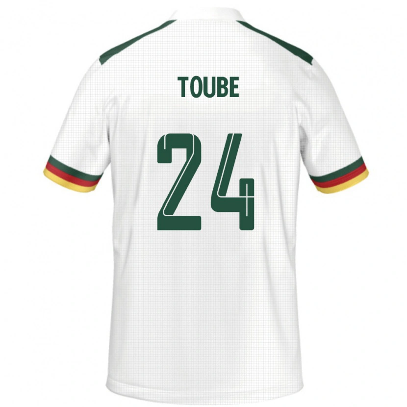 Danxen Mujer Camiseta Camerún Godefroy Toube #24 Blanco 2ª Equipación 24-26 La Camisa México