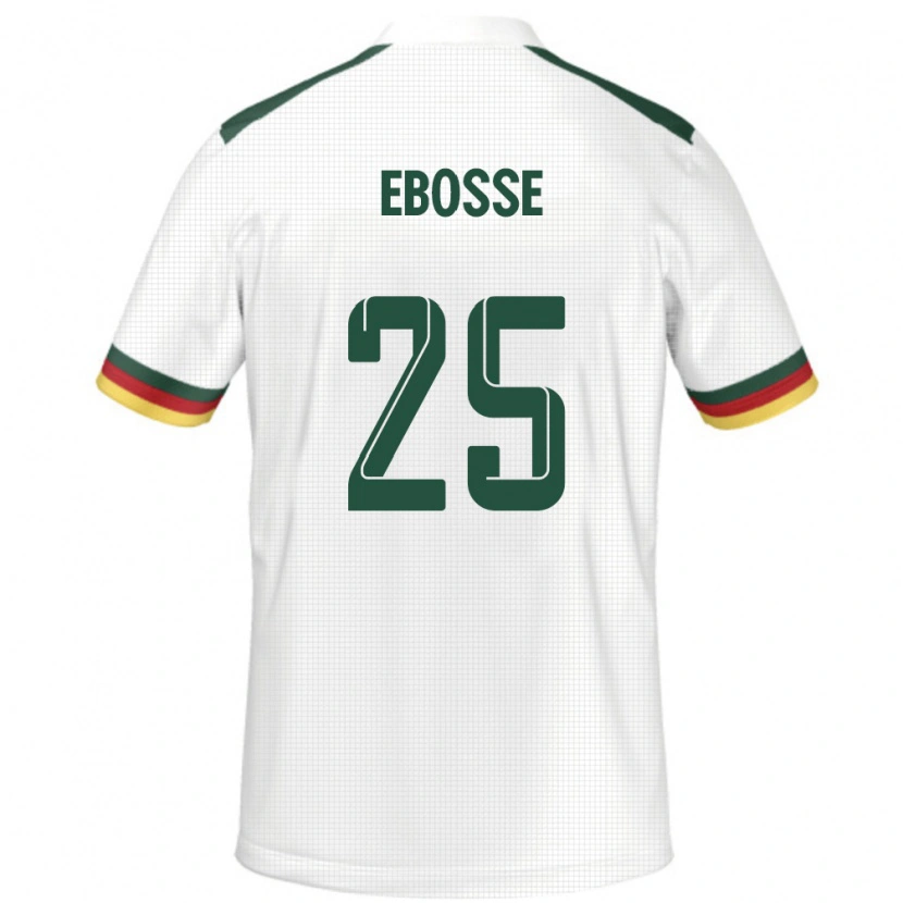 Danxen Mujer Camiseta Camerún Enzo Ebosse #25 Blanco 2ª Equipación 24-26 La Camisa México