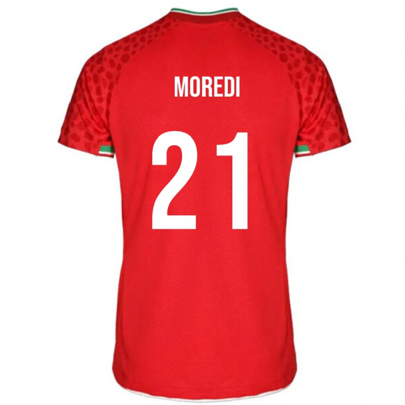 Danxen Mujer Camiseta Irán Abolfazl Moredi #21 Rojo 2ª Equipación 24-26 La Camisa México