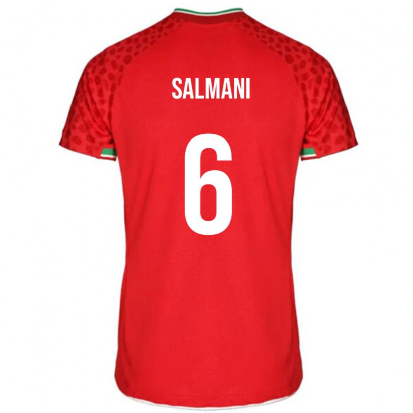 Danxen Mujer Camiseta Irán Yasin Salmani #6 Rojo 2ª Equipación 24-26 La Camisa México