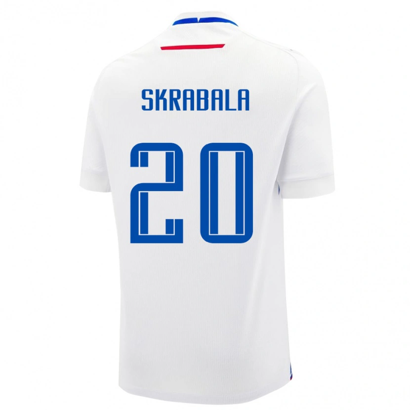 Danxen Mujer Camiseta Eslovaquia Marko Skrabala #20 Blanco 2ª Equipación 24-26 La Camisa México