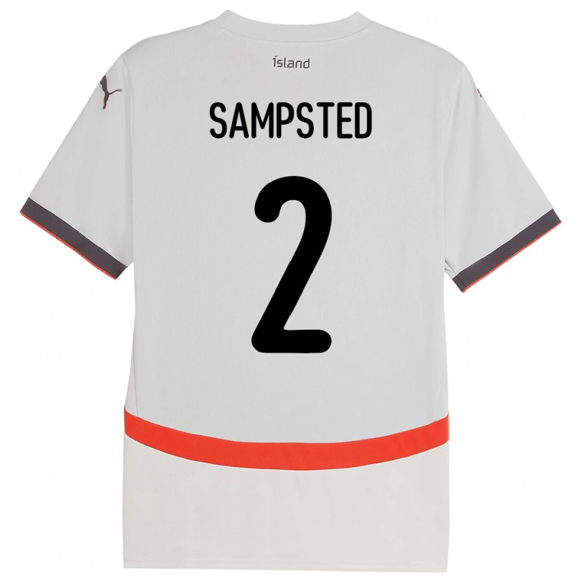 Danxen Mujer Camiseta Islandia Alfons Sampsted #2 Blanco 2ª Equipación 24-26 La Camisa México
