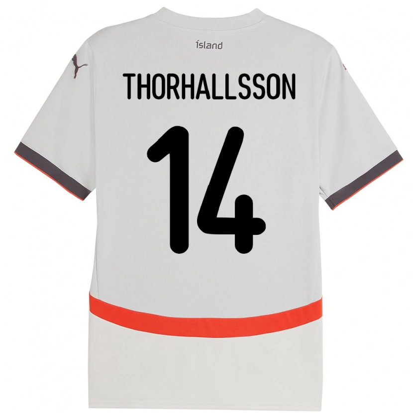 Danxen Mujer Camiseta Islandia Dagur Dan Thórhallsson #14 Blanco 2ª Equipación 24-26 La Camisa México
