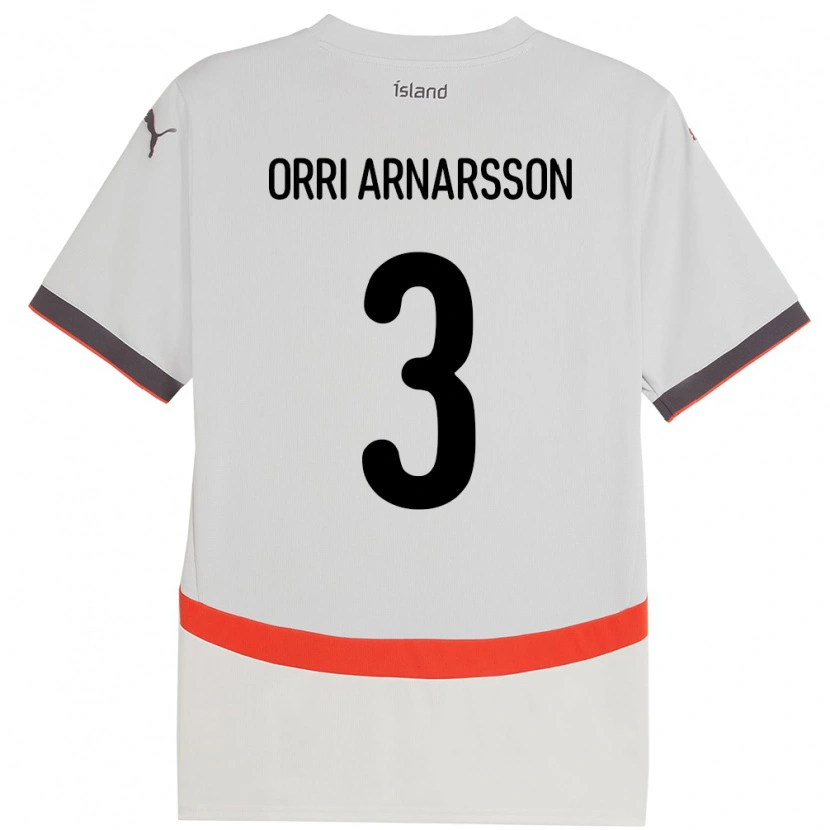 Danxen Mujer Camiseta Islandia Egill Orri Arnarsson #3 Blanco 2ª Equipación 24-26 La Camisa México
