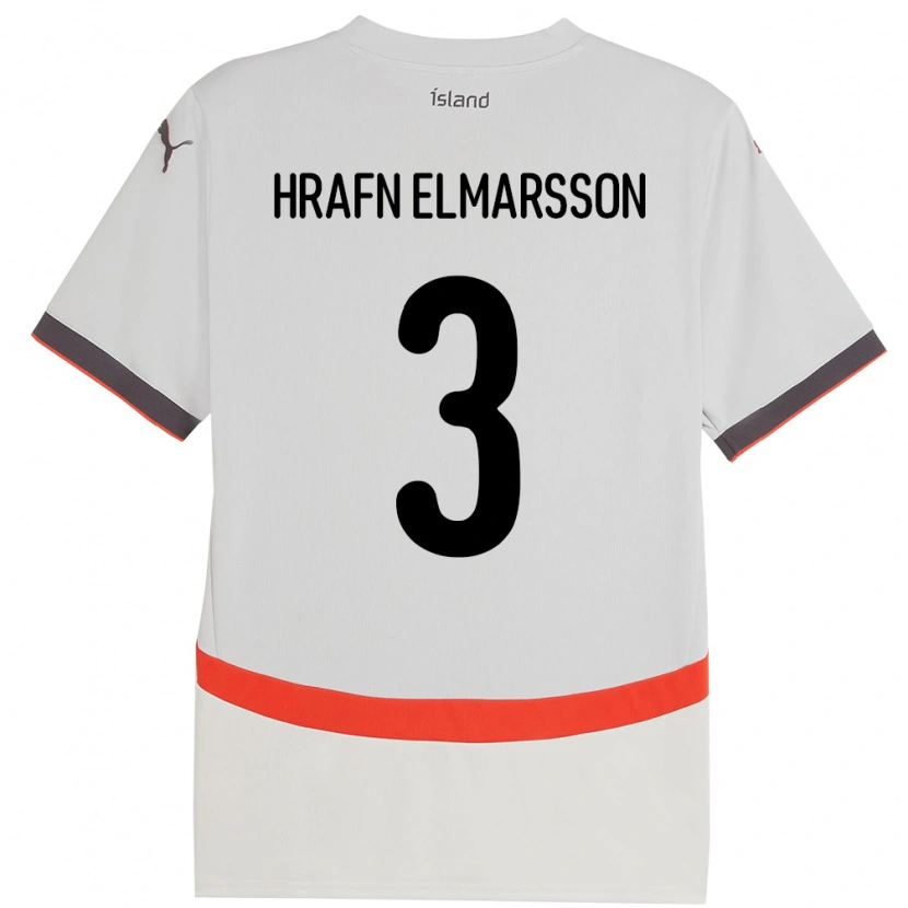 Danxen Mujer Camiseta Islandia Leó Hrafn Elmarsson #3 Blanco 2ª Equipación 24-26 La Camisa México