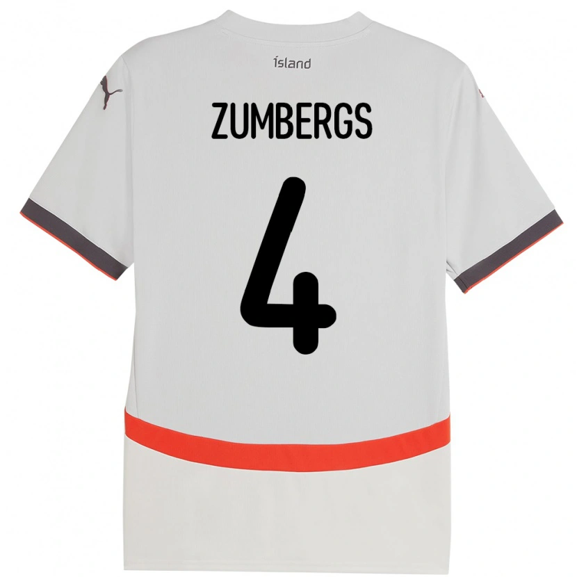 Danxen Mujer Camiseta Islandia Aron Kristinn Zumbergs #4 Blanco 2ª Equipación 24-26 La Camisa México