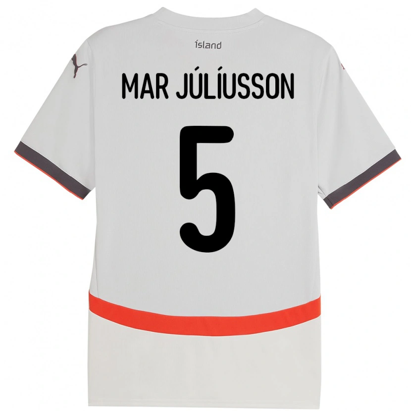 Danxen Mujer Camiseta Islandia Júlíus Mar Júlíusson #5 Blanco 2ª Equipación 24-26 La Camisa México