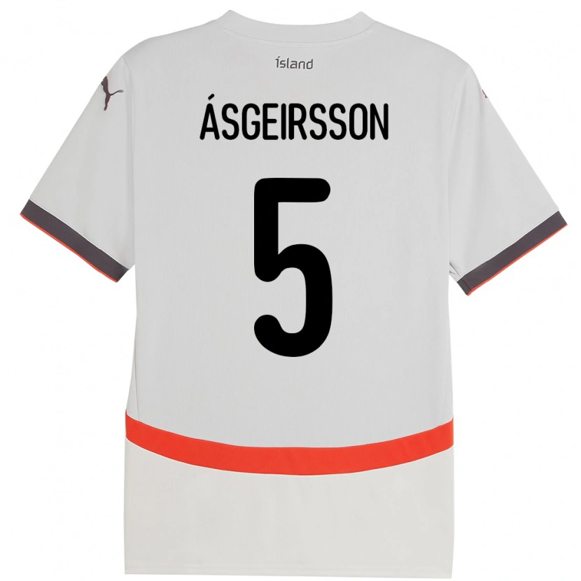 Danxen Mujer Camiseta Islandia Sölvi Snaer Ásgeirsson #5 Blanco 2ª Equipación 24-26 La Camisa México