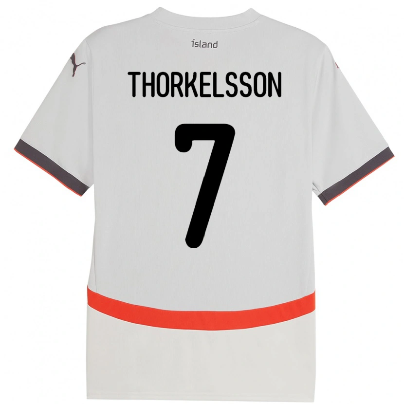 Danxen Mujer Camiseta Islandia Róbert Frosti Thorkelsson #7 Blanco 2ª Equipación 24-26 La Camisa México