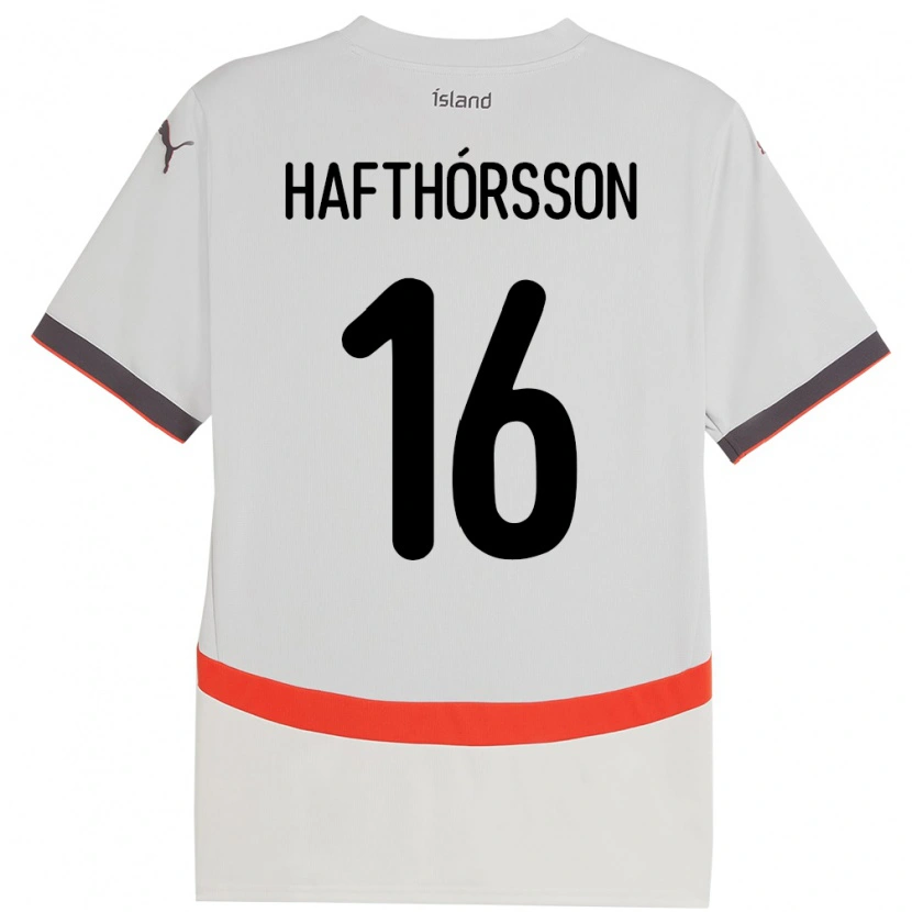 Danxen Mujer Camiseta Islandia Gestur Alexander Hafthórsson #16 Blanco 2ª Equipación 24-26 La Camisa México