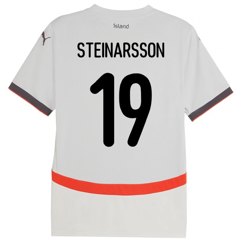 Danxen Mujer Camiseta Islandia Ásgeir Steinn Steinarsson #19 Blanco 2ª Equipación 24-26 La Camisa México