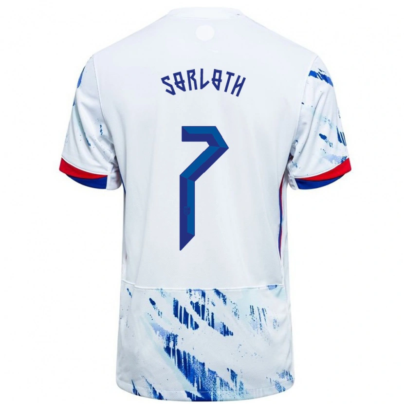 Danxen Mujer Camiseta Noruega Alexander Sørloth #7 Blanco Azul 2ª Equipación 24-26 La Camisa México