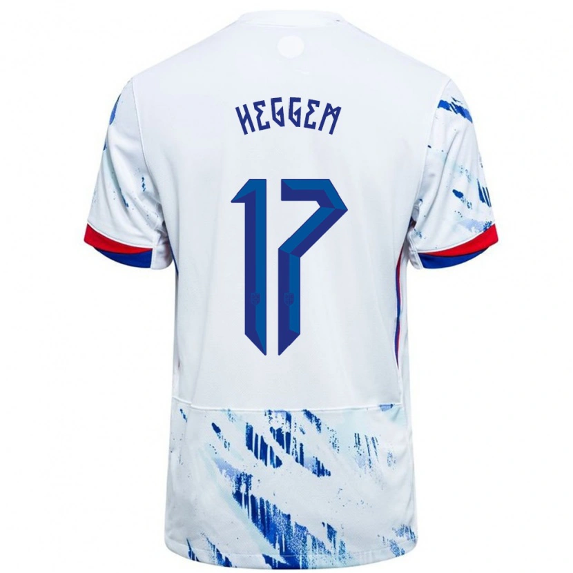 Danxen Mujer Camiseta Noruega Torbjørn Heggem #17 Blanco Azul 2ª Equipación 24-26 La Camisa México
