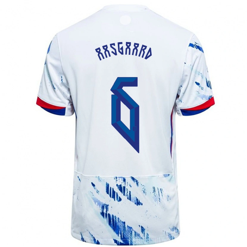 Danxen Mujer Camiseta Noruega Thelo Aasgaard #6 Blanco Azul 2ª Equipación 24-26 La Camisa México