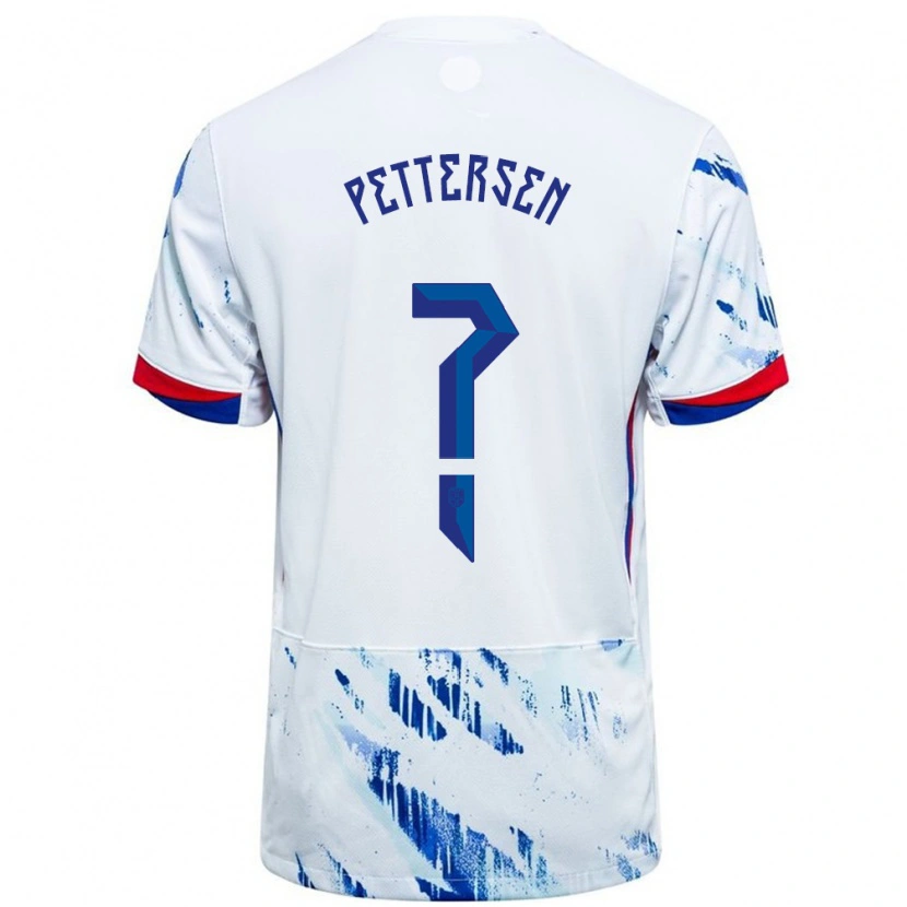 Danxen Mujer Camiseta Noruega Guro Pettersen #0 Blanco Azul 2ª Equipación 24-26 La Camisa México