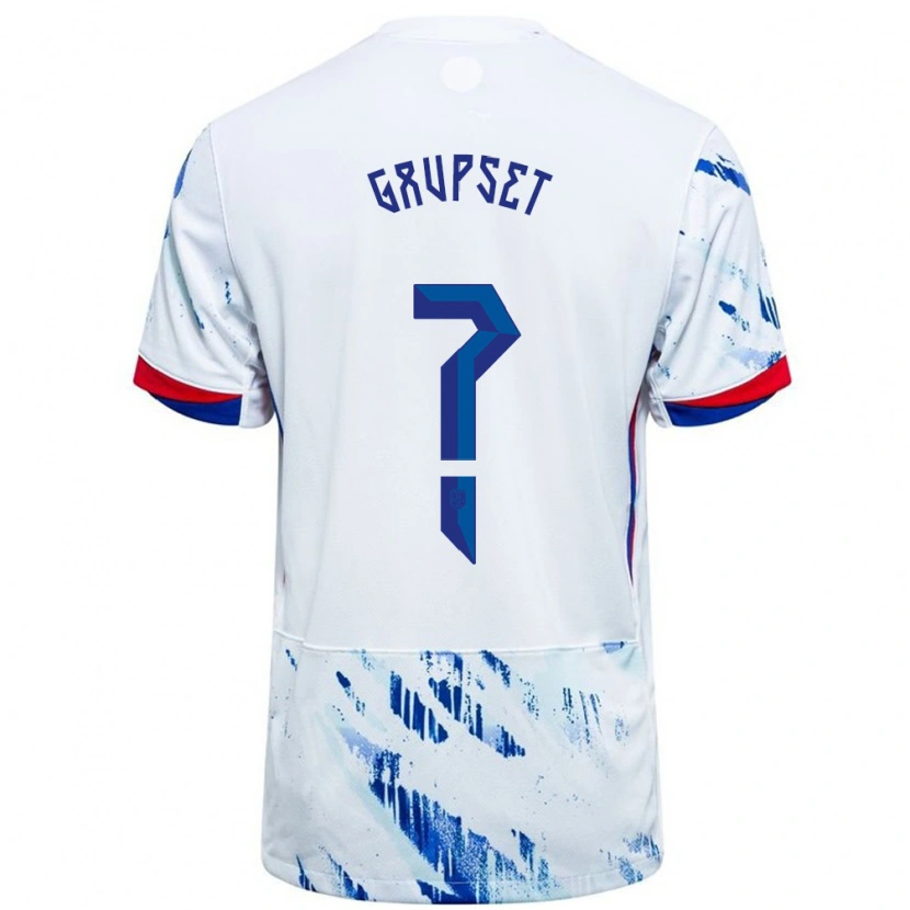 Danxen Mujer Camiseta Noruega Signe Gaupset #0 Blanco Azul 2ª Equipación 24-26 La Camisa México