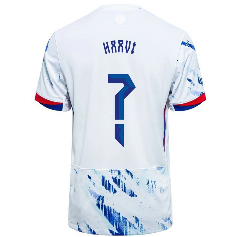 Danxen Mujer Camiseta Noruega Emilie Haavi #0 Blanco Azul 2ª Equipación 24-26 La Camisa México