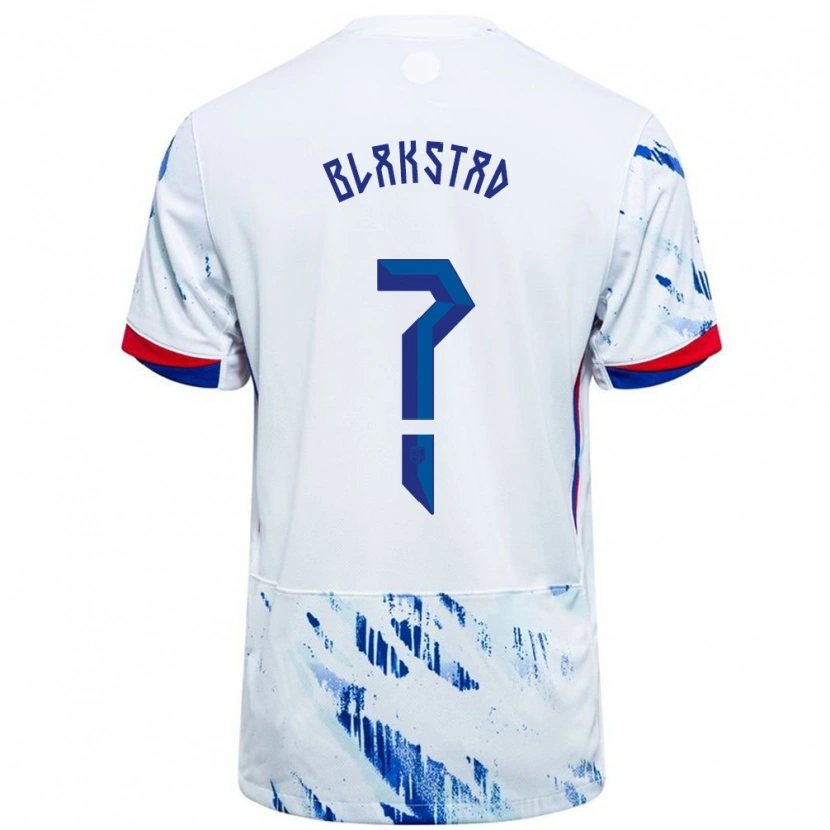 Danxen Mujer Camiseta Noruega Julie Blakstad #0 Blanco Azul 2ª Equipación 24-26 La Camisa México