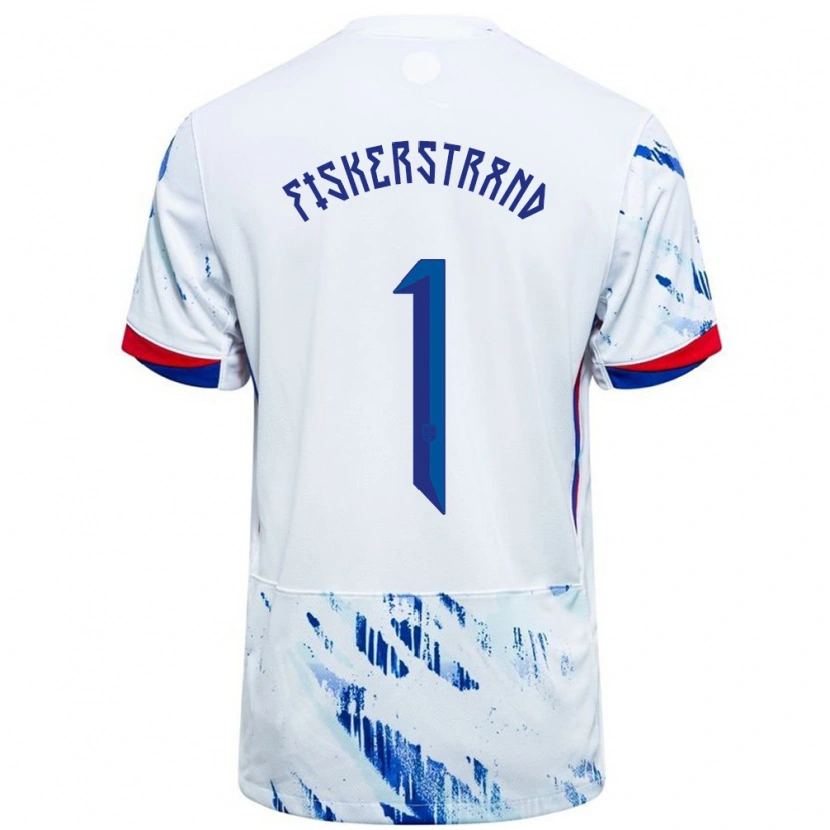 Danxen Mujer Camiseta Noruega Cecilie Fiskerstrand #1 Blanco Azul 2ª Equipación 24-26 La Camisa México