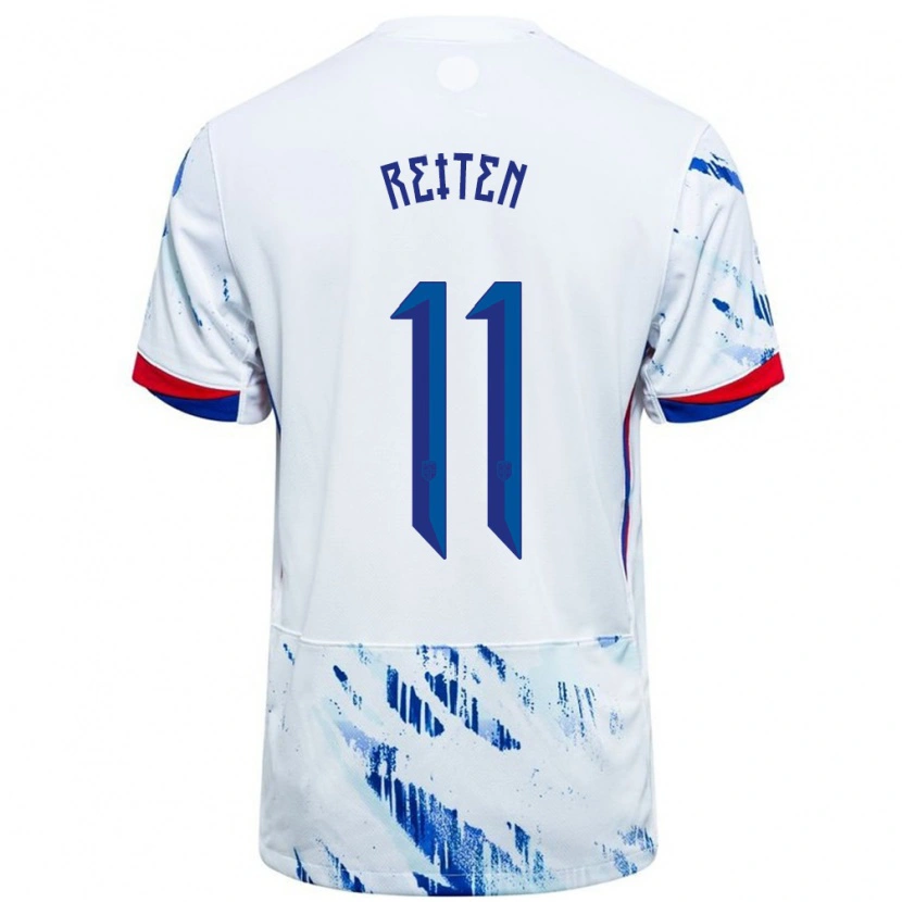 Danxen Mujer Camiseta Noruega Guro Reiten #11 Blanco Azul 2ª Equipación 24-26 La Camisa México