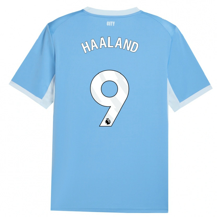 Danxen Mujer Camiseta Erling Haaland #9 Azulcieloclaro Blanco 1ª Equipación 2026/27 La Camisa México