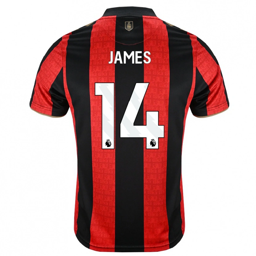 Danxen Mujer Camiseta Katie James #14 Goldenrod Rojo Negro 1ª Equipación 2026/27 La Camisa México