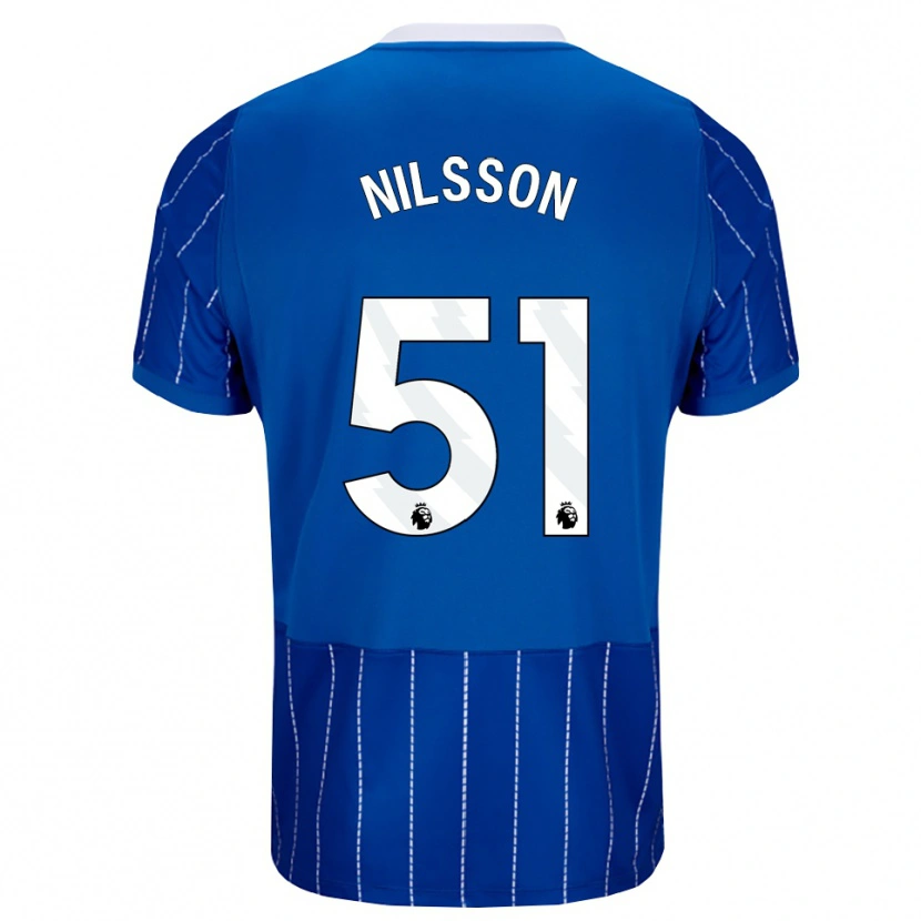 Danxen Mujer Camiseta Casper Nilsson #51 Azulmedio Blanco 1ª Equipación 2026/27 La Camisa México
