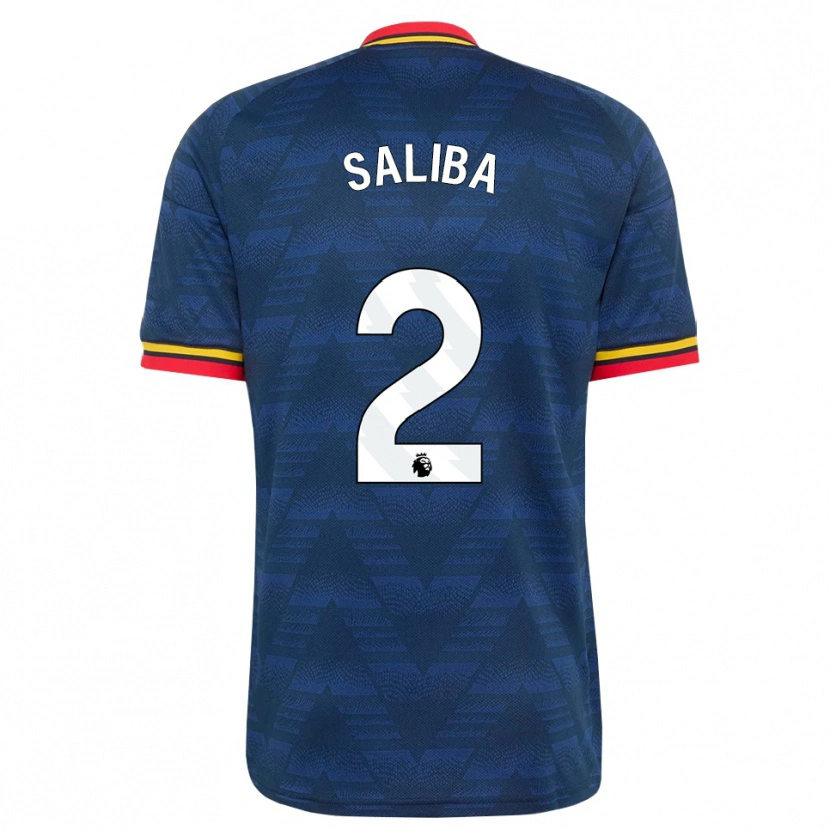 Danxen Mujer Camiseta William Saliba #2 Azulmedianoche Amarillo Rojo 2ª Equipación 2026/27 La Camisa México