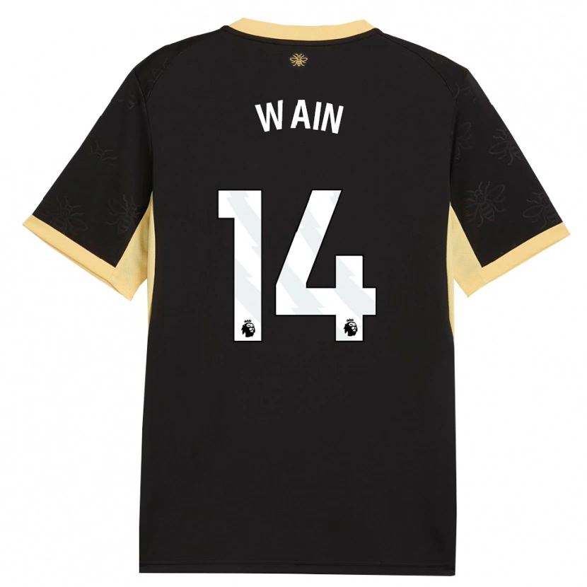 Danxen Mujer Camiseta Jake Wain #14 Negro Amarillo 2ª Equipación 2026/27 La Camisa México