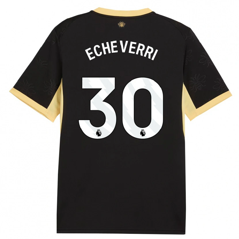 Danxen Mujer Camiseta Claudio Echeverri #30 Negro Amarillo 2ª Equipación 2026/27 La Camisa México