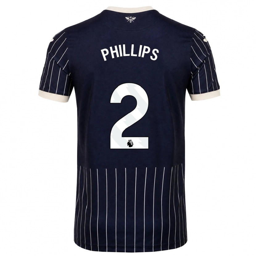 Danxen Mujer Camiseta Maddie Phillips #2 Negro Blanco 2ª Equipación 2026/27 La Camisa México