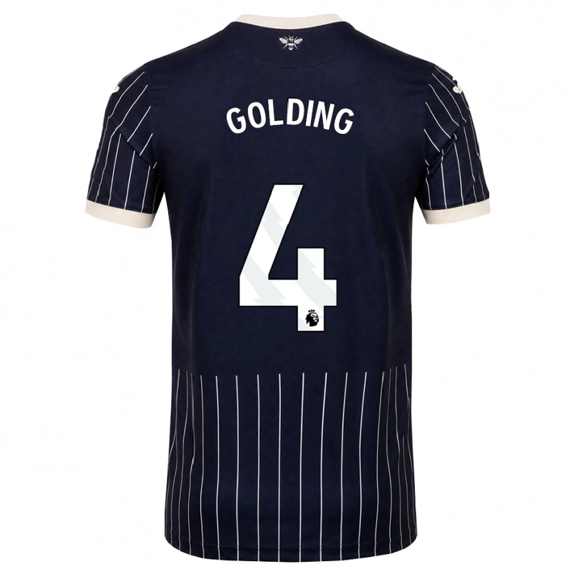 Danxen Mujer Camiseta Aidan Golding #4 Negro Blanco 2ª Equipación 2026/27 La Camisa México