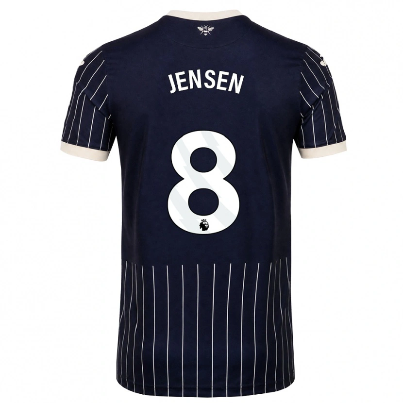 Danxen Mujer Camiseta Mathias Jensen #8 Negro Blanco 2ª Equipación 2026/27 La Camisa México
