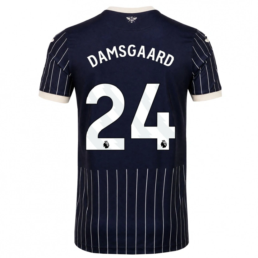 Danxen Mujer Camiseta Mikkel Damsgaard #24 Negro Blanco 2ª Equipación 2026/27 La Camisa México