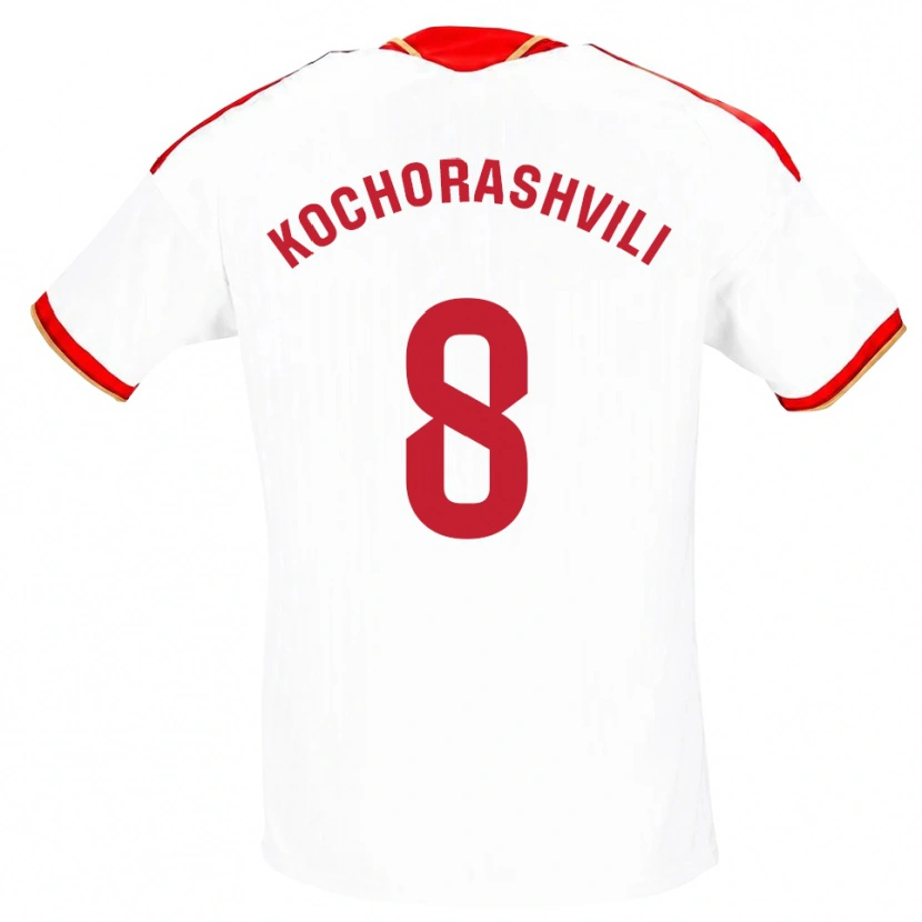 Danxen Niño Camiseta Giorgi Kochorashvili #8 Blanco Rojo 1ª Equipación 2026/27 La Camisa México